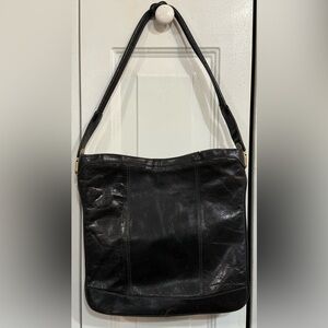 Vintage Black Soft Leather Lancel Paris Shoulder Bag